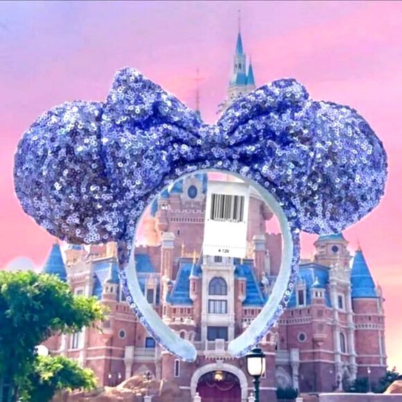 Disney Parks Minnie Ears Exclusive Rare Purple Sequin Bow Headband